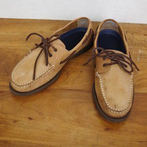 Men's Light Brown Leather Classic Styled Boat Shoes Size 9D